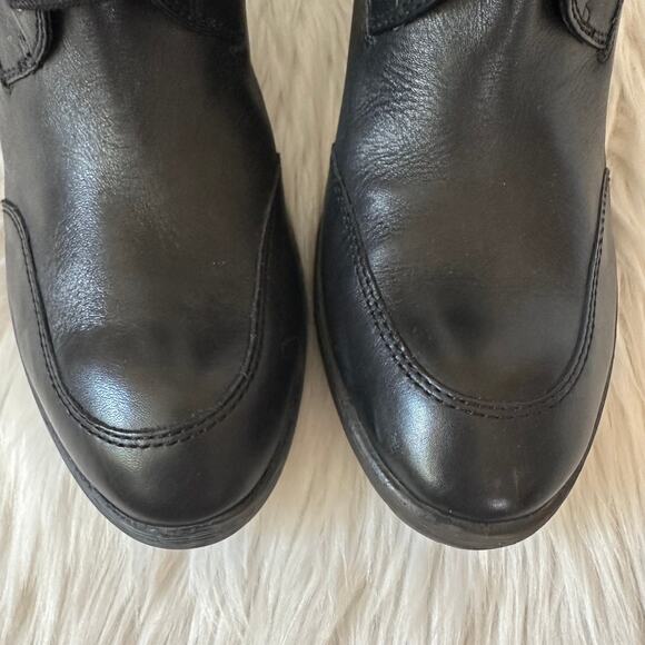 Donald Pliner Danti Combat Boots Leather Lace Up Buckle Zip Block Heeled, Black - Picture 8 of 11